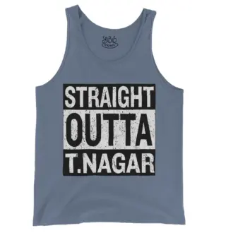 Straight Outta T-Nagar Men/Unisex Tank Top in Blue Jean Color