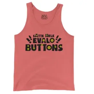 Satte Mele Evalo Buttons Men/Unisex Tank Top in Bright Salmon Color