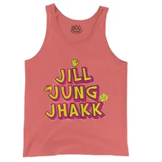 Jill Jung Jhakk Men/Unisex Tank Top in Bright Salmon Color