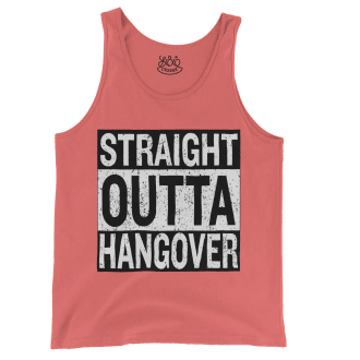 Straight Outta Hangover Men/Unisex Tank Top in Bright Salmon Color