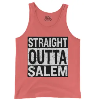 Straight Outta Salem Men/Unisex Tank Top in Bright Salmon Color