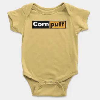Cornpuff Short Sleeve Baby Onesie in Butter Color