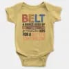 Belt A Device Short Sleeve Baby Onesie in Butter Color