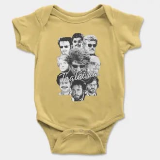Thalaivaa Avatars Short Sleeve Baby Onesie in Butter Color