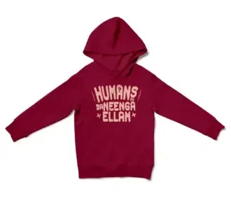 Humans Ah Da Neenga Ellam? Unisex Youth Hoodie in Cardinal Red Color