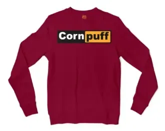 Cornpuff Men/Unisex Long Sleeve T-Shirt in Cardinal Red Color