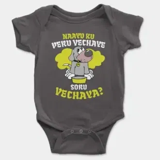 Naayu Ku Peru Vachaye Soru Vachaye Short Sleeve Baby Onesie in Charcoal Color