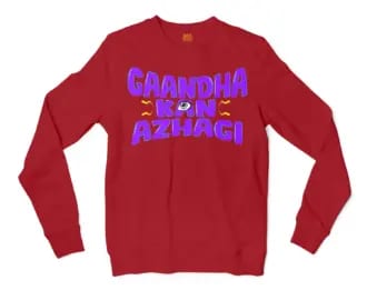 Gaandha Kan Azhagi Men/Unisex Long Sleeve Sweatshirt in Cherry Red Color