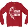 Singam Singuladhan Varum Men/Unisex Long Sleeve Sweatshirt in Cherry Red Color
