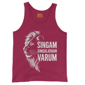 Singam Singuladhan Varum Men/Unisex Tank Top in Crimson Color
