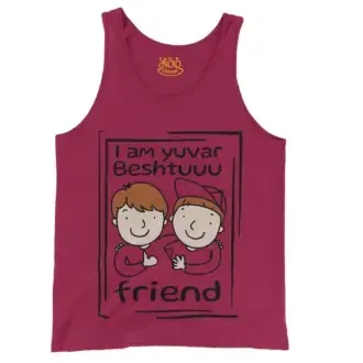 Iam Yuvar Best Friend Men/Unisex Tank Top in Crimson Color