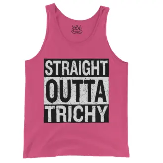 Straight Outta Trichy Men/Unisex Tank Top in Crunchberry Color