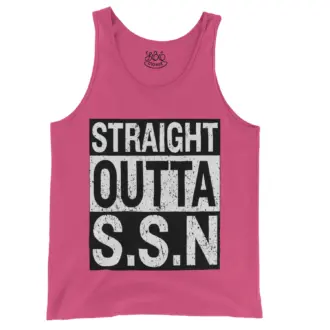 Straight Outta Ssn University Men/Unisex Tank Top in Crunchberry Color