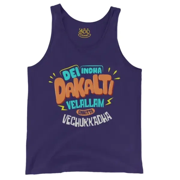 Dei Indha Dakalti Vellalam Enkitta Vechukkadha Men/Unisex Tank Top in Grape Color