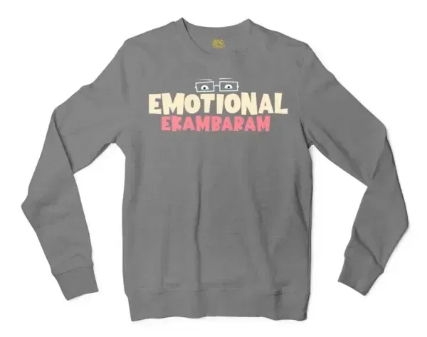 Emotional Ekambaram Men/Unisex Long Sleeve Sweatshirt in Graphite Heather Color