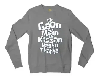 Ek Gaon Mein Ek Kissan Raghu Thatha Men/Unisex Long Sleeve Sweatshirt in Graphite Heather Color