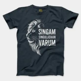 Singam Singuladhan Varum Men/Unisex T-Shirt in Heather Navy Color