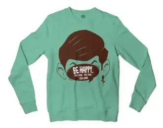 Be Happy, Cool Down, Cool Down, Cool Down Men/Unisex Long Sleeve Sweatshirt in Heather Sport Dark Green Color