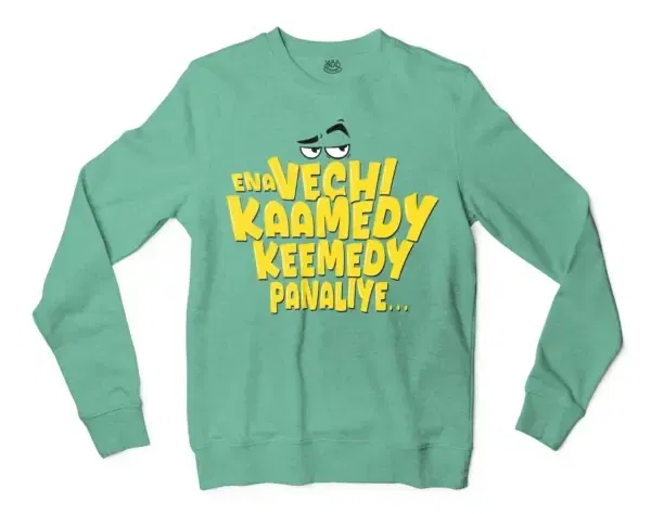 Ena Vechi Kaamedy Keemady Panaliye Men/Unisex Long Sleeve Sweatshirt in Heather Sport Dark Green Color