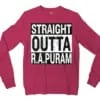 Straight Outta R.a Puram Men/Unisex Long Sleeve Sweatshirt in Heather Sport Dark Maroon Color