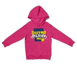 Babyma Belieuv Me Unisex Youth Hoodie in Heliconia Color