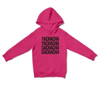 Yachacha Yachacha, Gachacha Gachacha - Black Unisex Youth Hoodie in Heliconia Color