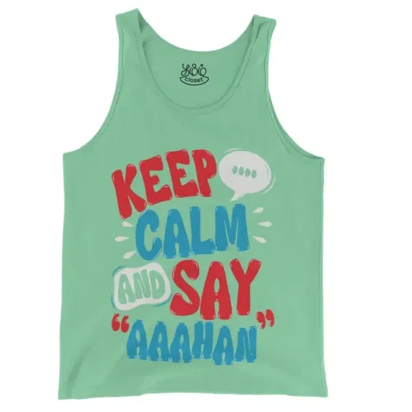 Keep Calm And Say Aaahan Men/Unisex Tank Top in Island Reef Color