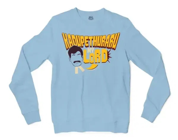 Kadupethuraru My Lord Men/Unisex Long Sleeve Sweatshirt in Light Blue Color