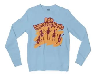 Ade Apprecentingala Men/Unisex Long Sleeve Sweatshirt in Light Blue Color