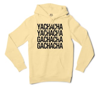 Yachacha Yachacha, Gachacha Gachacha - Black Men/Unisex Hoodie in Light Yellow Color