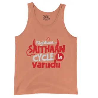 Rightuuu.. Saithaan Cycle La Varudhu Men/Unisex Tank Top in Melon Color