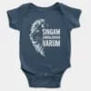 Singam Singuladhan Varum Short Sleeve Baby Onesie in Navy Color