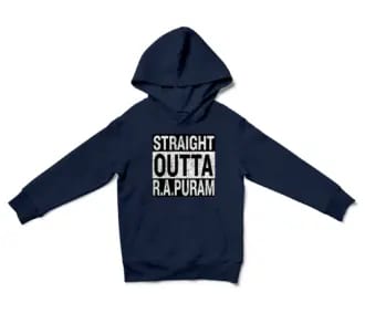 Straight Outta R.a Puram Unisex Youth Hoodie in Navy Color