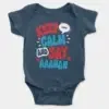 Keep Calm And Say Aaahan Short Sleeve Baby Onesie in Navy Color