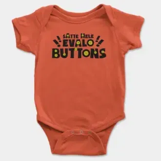 Satte Mele Evalo Buttons Short Sleeve Baby Onesie in Orange Color