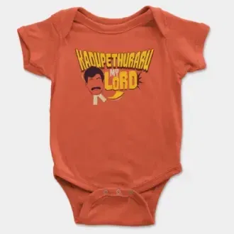 Kadupethuraru My Lord Short Sleeve Baby Onesie in Orange Color