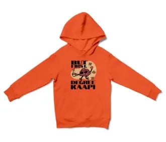 But First Degree Kaapi Unisex Youth Hoodie in Orange Color