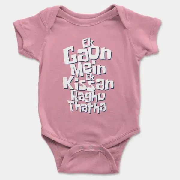 Ek Gaon Mein Ek Kissan Raghu Thatha Short Sleeve Baby Onesie in Pink Color