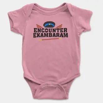 Encounter Ekambaram Short Sleeve Baby Onesie in Pink Color