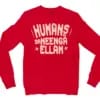 Humans Ah Da Neenga Ellam? Men/Unisex Long Sleeve T-Shirt in Red Color