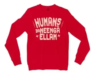 Humans Ah Da Neenga Ellam? Men/Unisex Long Sleeve T-Shirt in Red Color