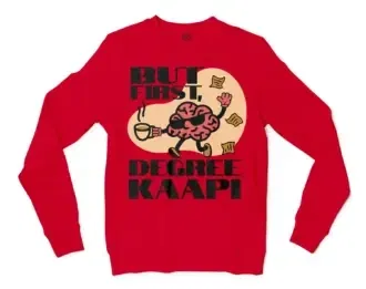 But First Degree Kaapi Men/Unisex Long Sleeve T-Shirt in Red Color