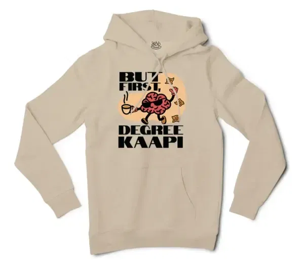 But First Degree Kaapi Men/Unisex Hoodie in Sandstone Color