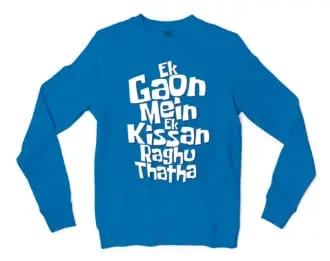Ek Gaon Mein Ek Kissan Raghu Thatha Men/Unisex Long Sleeve T-Shirt in Sapphire Color