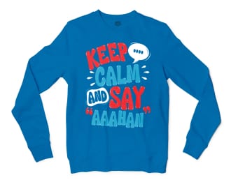 Keep Calm And Say Aaahan Men/Unisex Long Sleeve T-Shirt in Sapphire Color