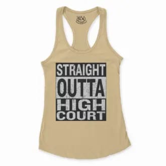 Straight Outta High Court Women's Racerback Tank in Solid Banana Cream Color