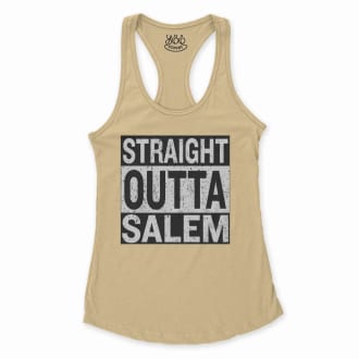 Straight Outta Salem Women's Racerback Tank in Solid Banana Cream Color