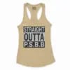 Straight Outta Psbb Women's Racerback Tank in Solid Banana Cream Color