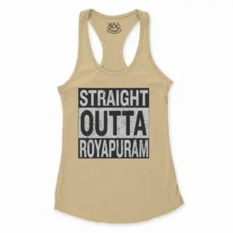 Straight Outta Royapuram Women's Racerback Tank in Solid Banana Cream Color