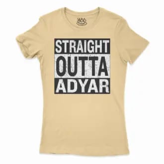 Straight Outta Adyar Women’s T-Shirt in Solid Banana Cream Color